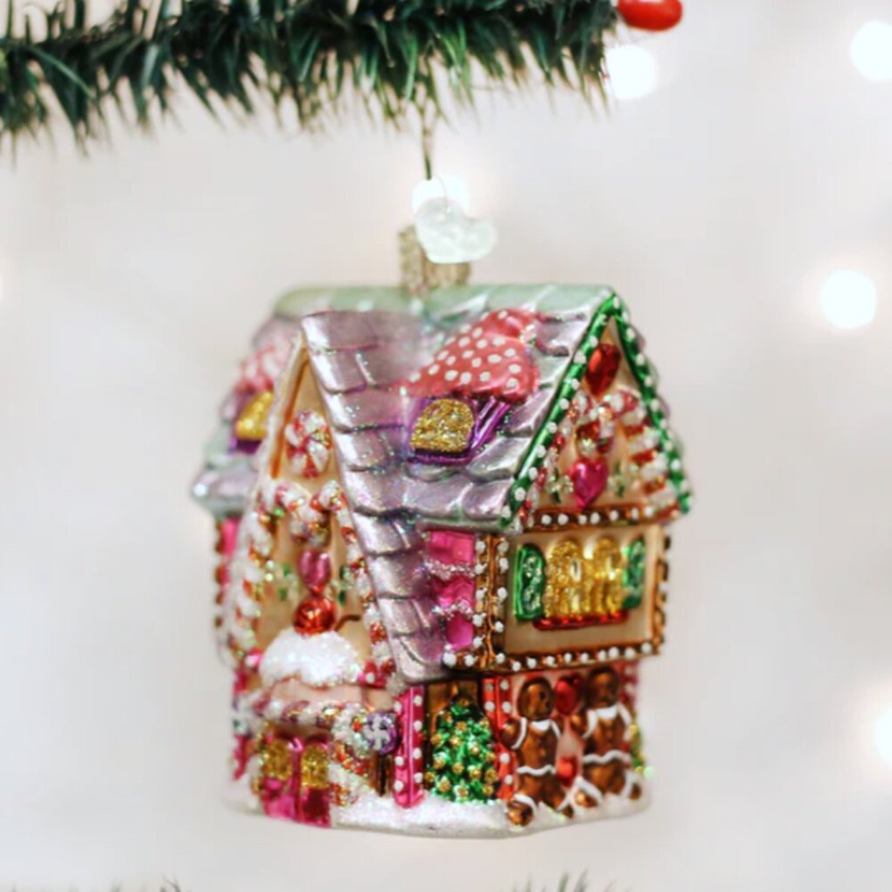 Old World Christmas, OWC, "Cupcake Cottage" Glass Ornament #20029 Christmas, EUC